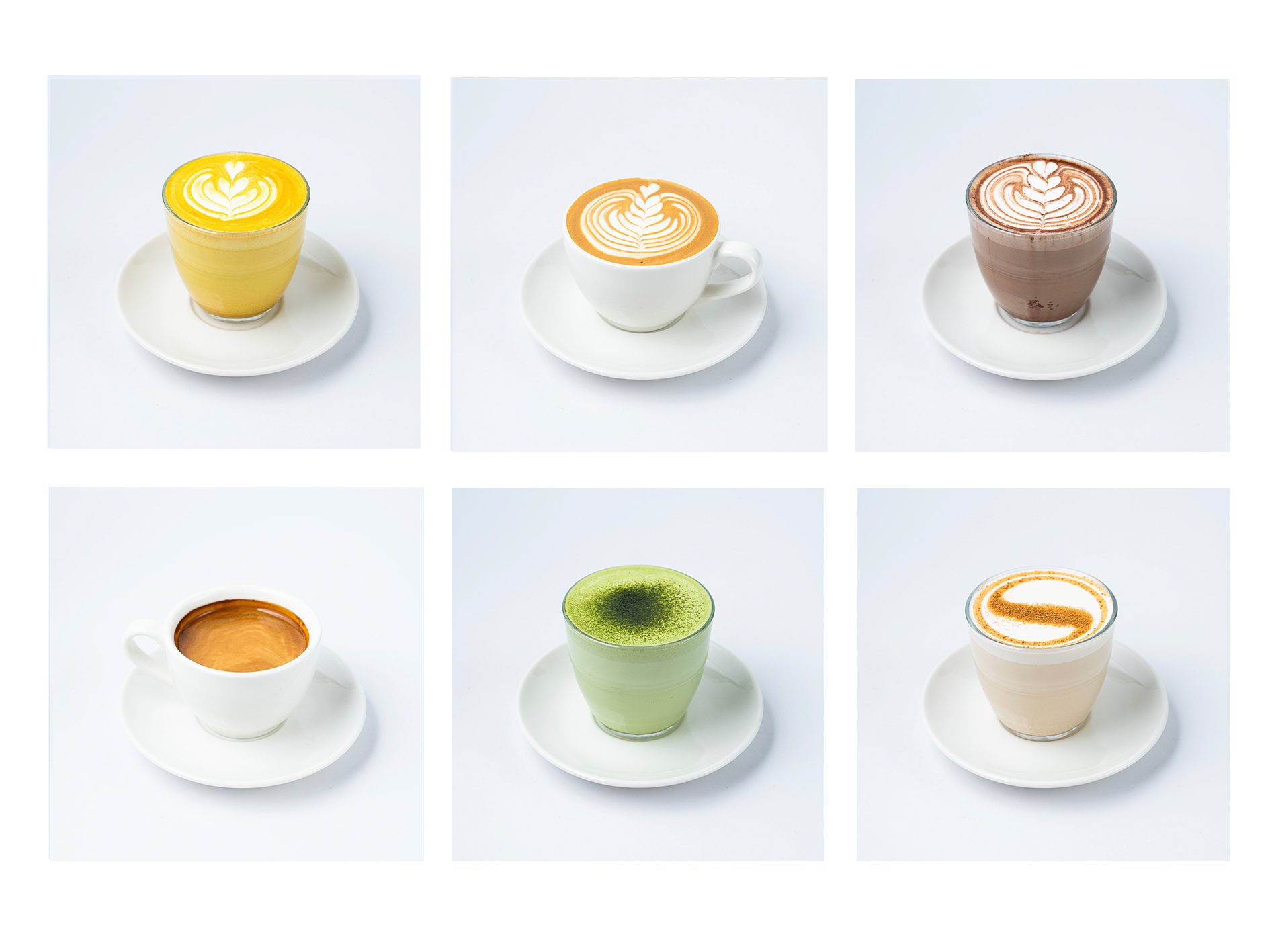 selection of coffees and example of food photography