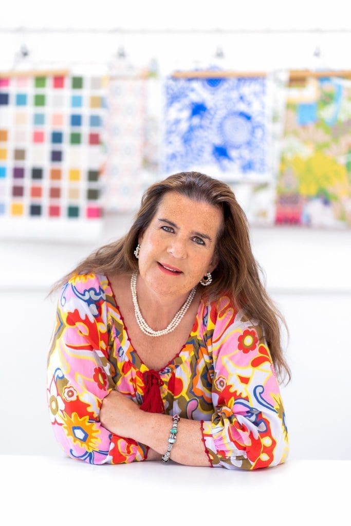 Int: Woman in colourful top having a headshot photo taken with Sydney headshot photographer Georgie Greene in Sydney NSW