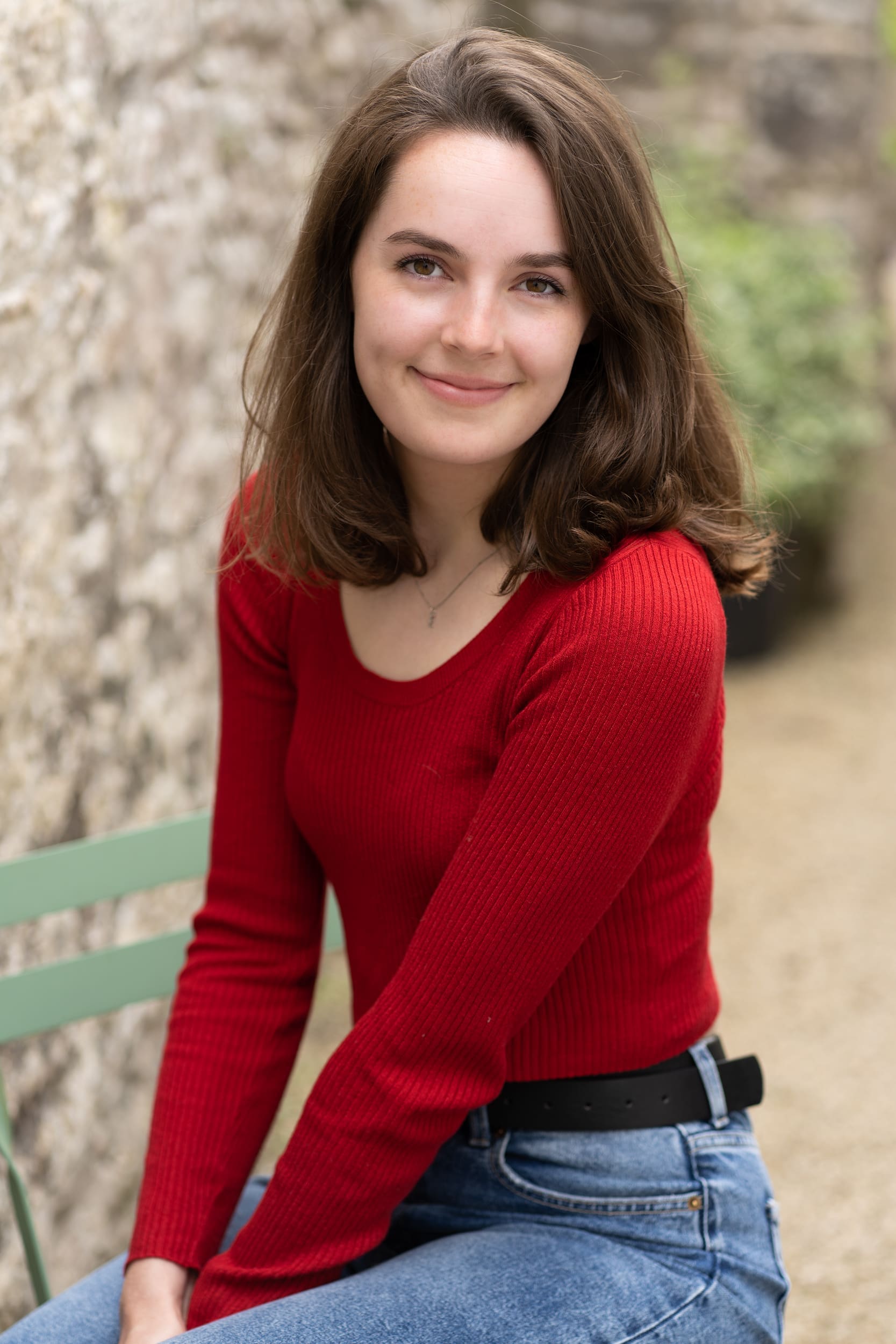 Ext: Young woman in red having a fun dating photo taken by dating photographer Georgie Greene in Sydney NSW