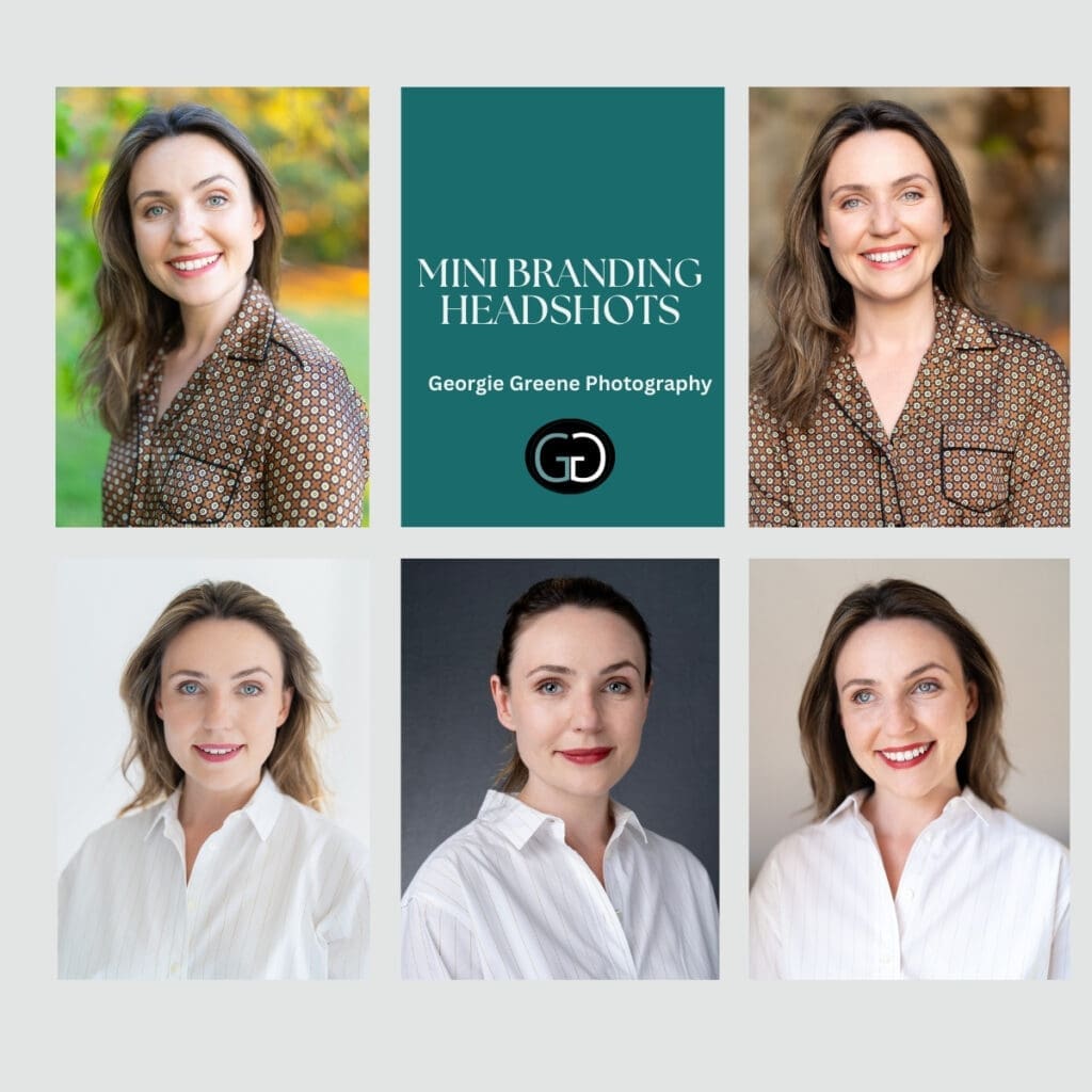 grid of headshots of young Woman in various outfits taken in different settings and light by Sydney headshot photographer Georgie Greene to illustrate her Mini Branding Headshot Package